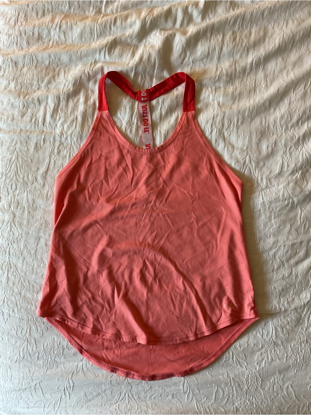 Nike Coral Racerback Performance Tank with Red Straps